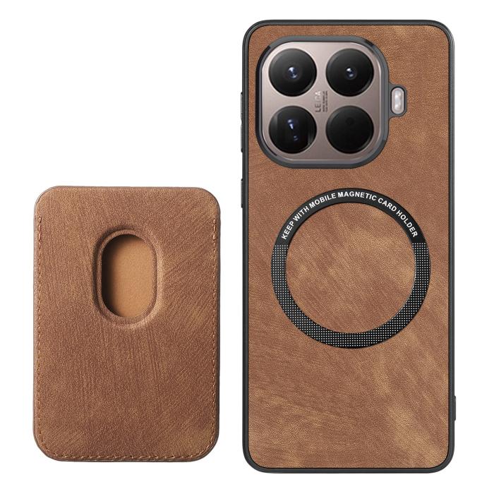Bild 2,  Xiaomi 17T Pro Skal Retro PU Läder Med Avtagbart Kortfack Brun - Teknikhallen.se