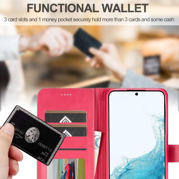 Bild 6, LC.IMEEKE LC.IMEEKE Samsung Galaxy A34 5G Fodral Läder Rosa/Röd - Teknikhallen.se