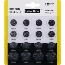 Smartline Smartline Knappcell Lithium Mix 3V 16-pack - Teknikhallen.se