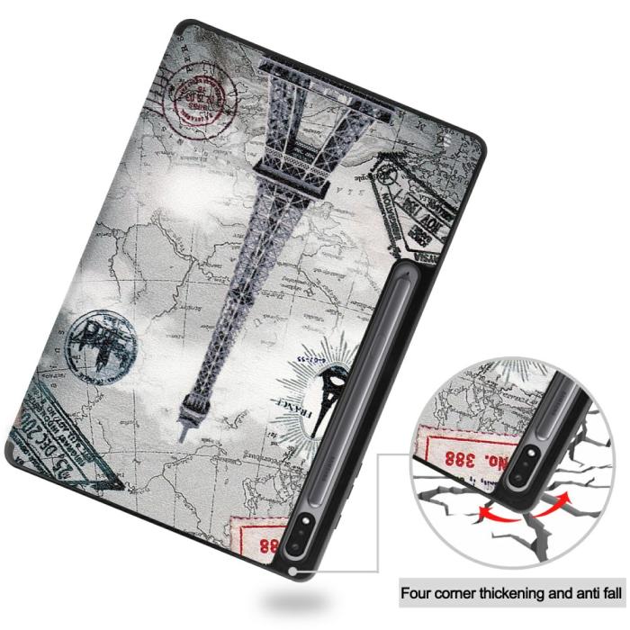 Bild 3,  Samsung Galaxy Tab S7 Plus / Tab S8 Plus Fodral Tri-Fold Pennhållare - Teknikhallen.se