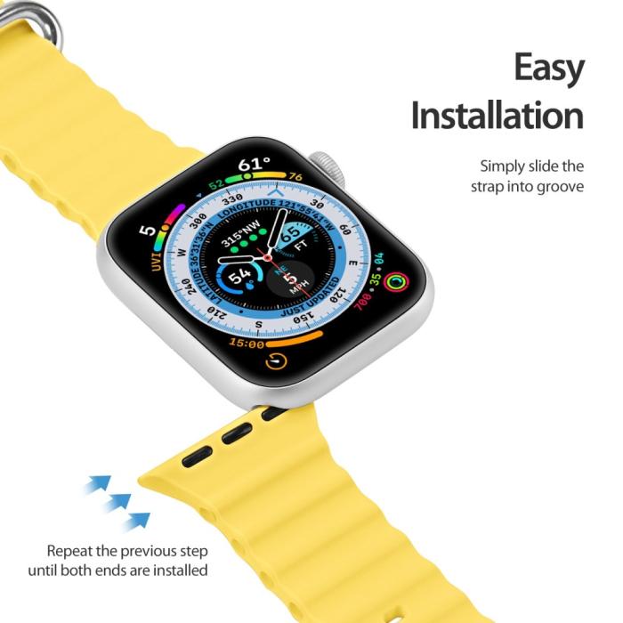 Bild 6, DUX DUCIS DUX DUCIS Apple Watch 38/40/41/42 mm mm Armband Wave Design Gul - Teknikhallen.se