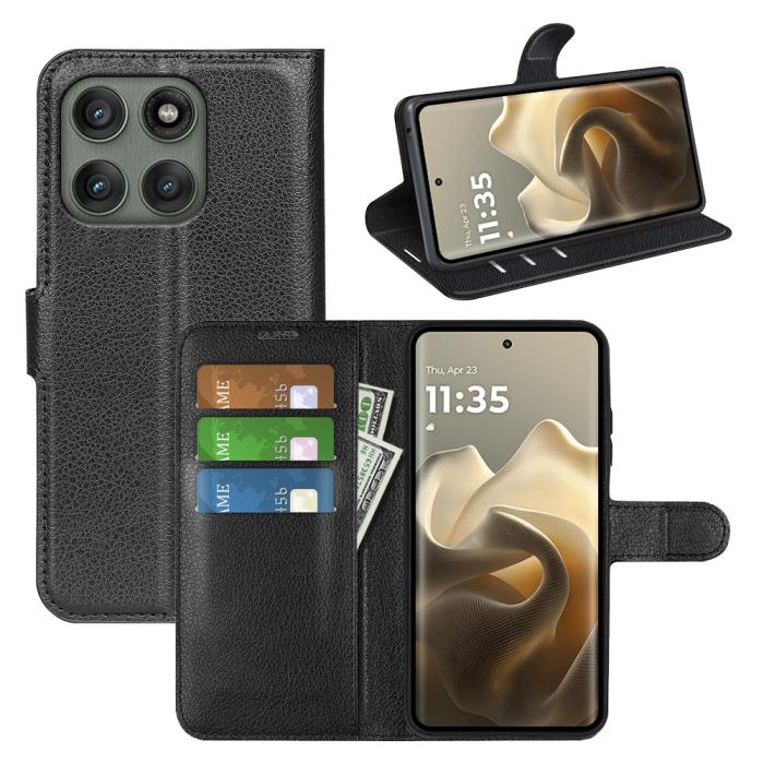 Bild 6,  Motorola Edge 60 Pro Fodral Litchi Läder Svart - Teknikhallen.se