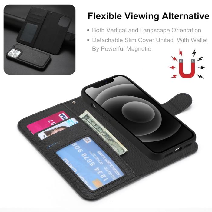 Bild 2,  iPhone 15 2in1 Magnet Fodral Kryss Struktur Svart - Teknikhallen.se