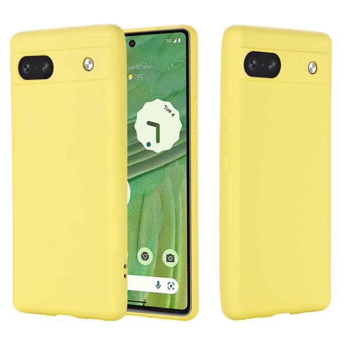 Bild 2,  Google Pixel 7A Skal Liquid Silikon Med Strap Gul - Teknikhallen.se