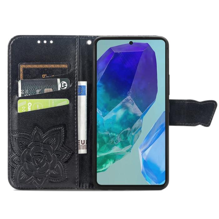Bild 2,  Samsung Galaxy A16 Fodral Med Fjäril Tryck Svart - Teknikhallen.se