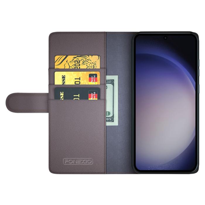 Bild 2,  Samsung Galaxy S24 Ultra Fodral Premium Äkta Läder Brun - Teknikhallen.se