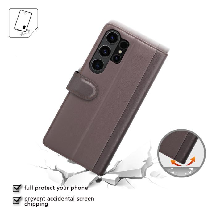 Bild 4,  Samsung Galaxy S24 Ultra Fodral Premium Äkta Läder Brun - Teknikhallen.se