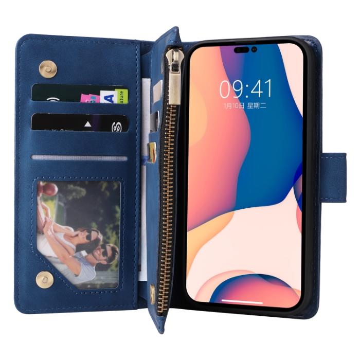 Bild 4,  iPhone 14 Pro Fodral Flerfack Multifunktionell Blå - Teknikhallen.se