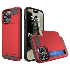  iPhone 15 Plus Skal Hybrid Armor Med Kortfack R&ouml;d - Teknikhallen.se