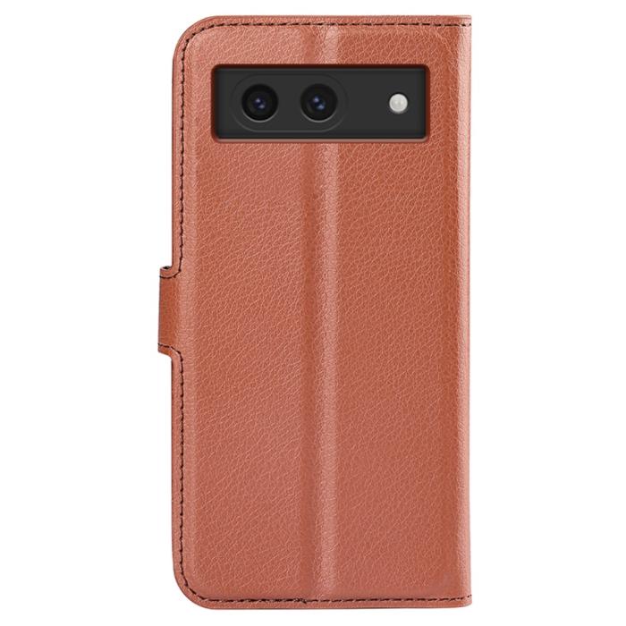 Bild 6,  Google Pixel 8A Litchi Läder Fodral Brun - Teknikhallen.se