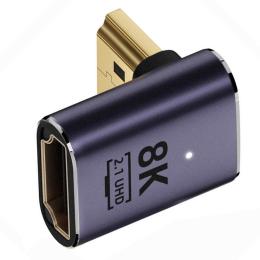  8K 60Hz 90° Nedvinkel HDMI Hane - HDMI 2.1 Hona Adapter Blå - Teknikhallen.se