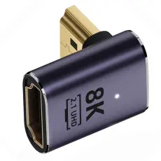  8K 60Hz 90&deg; Nedvinkel HDMI Hane - HDMI 2.1 Hona Adapter Bl&aring; - Teknikhallen.se