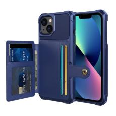  iPhone 14 Skal Med Magnetiskt Pl&aring;nbok Navy Blue - Teknikhallen.se