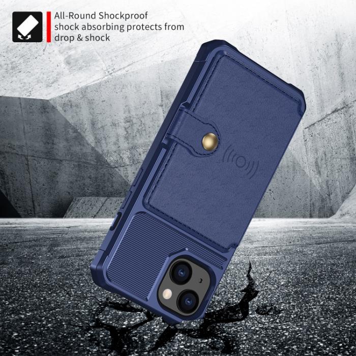 Bild 3,  iPhone 14 Skal Med Magnetiskt Plånbok Navy Blue - Teknikhallen.se