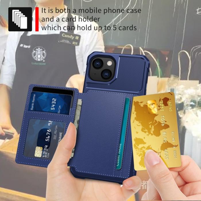 Bild 4,  iPhone 14 Skal Med Magnetiskt Plånbok Navy Blue - Teknikhallen.se