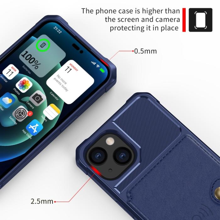 Bild 5,  iPhone 14 Skal Med Magnetiskt Plånbok Navy Blue - Teknikhallen.se