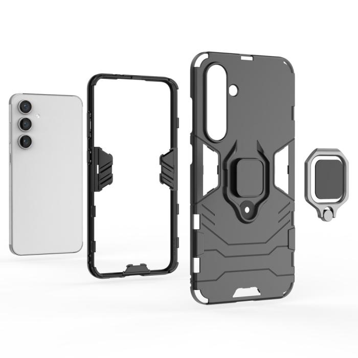 Bild 4,  Samsung Galaxy S24 FE Skal Hybrid Armor Ring Svart - Teknikhallen.se