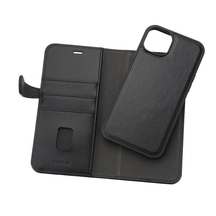 Bild 5, Buffalo Buffalo iPhone 15 Plus Fodral 2in1 Äkta Läder Svart - Teknikhallen.se