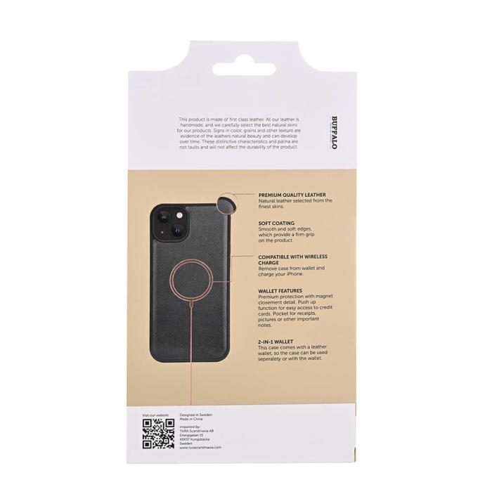 Bild 6, Buffalo Buffalo iPhone 15 Plus Fodral 2in1 Äkta Läder Svart - Teknikhallen.se