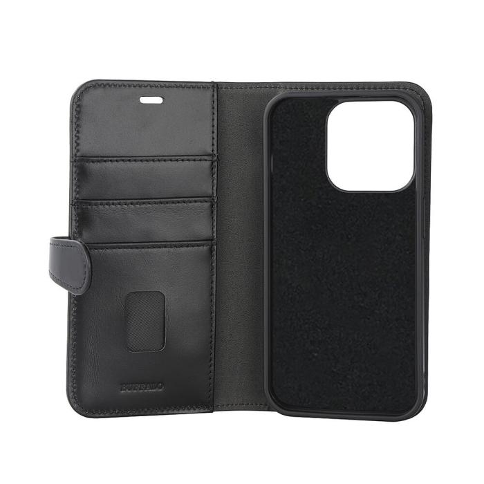 Bild 4, Buffalo Buffalo iPhone 15 Pro Fodral 2in1 Äkta Läder Svart - Teknikhallen.se