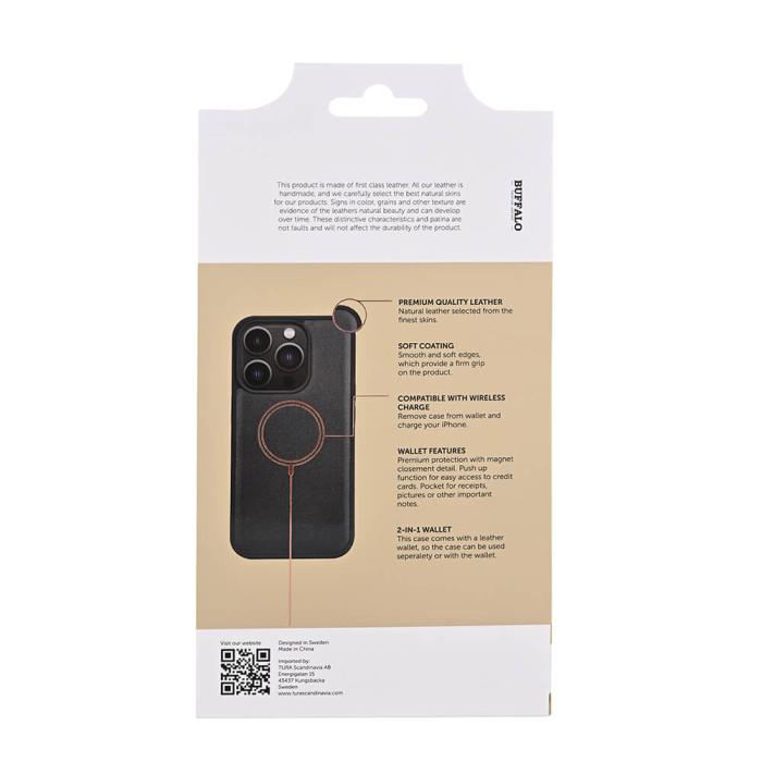 Bild 6, Buffalo Buffalo iPhone 15 Pro Fodral 2in1 Äkta Läder Svart - Teknikhallen.se