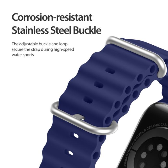Bild 5, DUX DUCIS DUX DUCIS Apple Watch 38/40/41/42 mm mm Armband Wave Design Blå - Teknikhallen.se