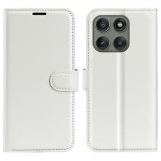  Motorola Edge 60 Pro Fodral Litchi L&auml;der Vit - Teknikhallen.se
