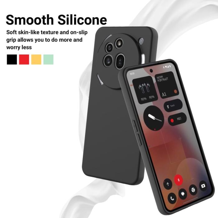 Bild 3,  Nothing Phone 3a Pro Skal Liquid Silikon Med Strap Svart - Teknikhallen.se