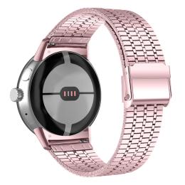  Google Pixel Watch / Watch 2 Metallarmband Ljus Rosa - Teknikhallen.se