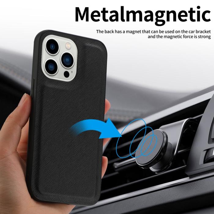 Bild 6,  iPhone 15 2in1 Magnet Fodral Kryss Struktur Svart - Teknikhallen.se