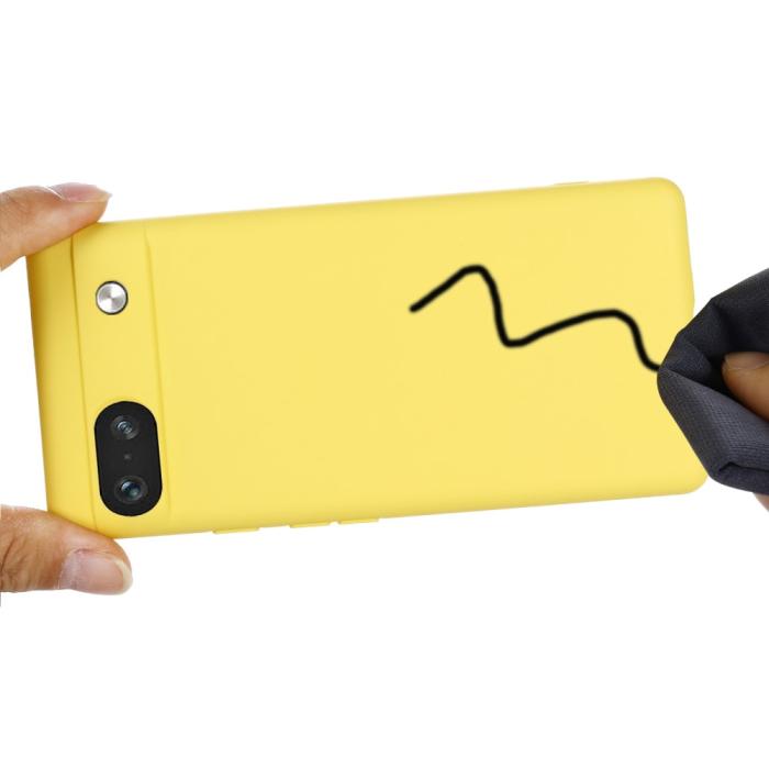 Bild 5,  Google Pixel 7A Skal Liquid Silikon Med Strap Gul - Teknikhallen.se