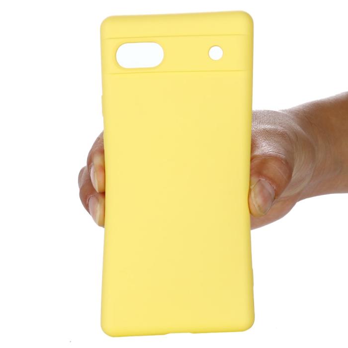 Bild 6,  Google Pixel 7A Skal Liquid Silikon Med Strap Gul - Teknikhallen.se