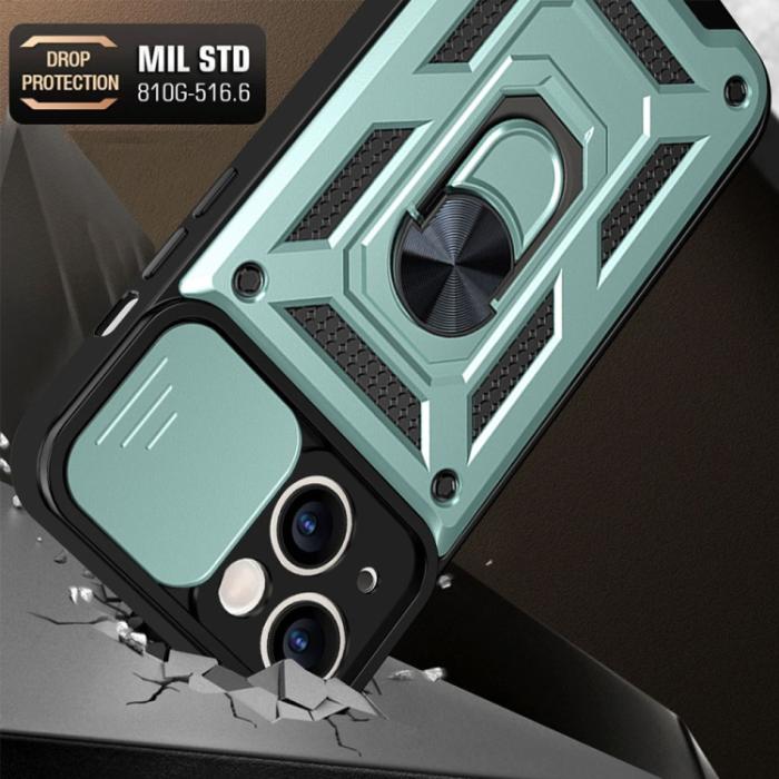 Bild 2,  iPhone 14 Pro Skal CamShield Hybrid Ring Grön - Teknikhallen.se