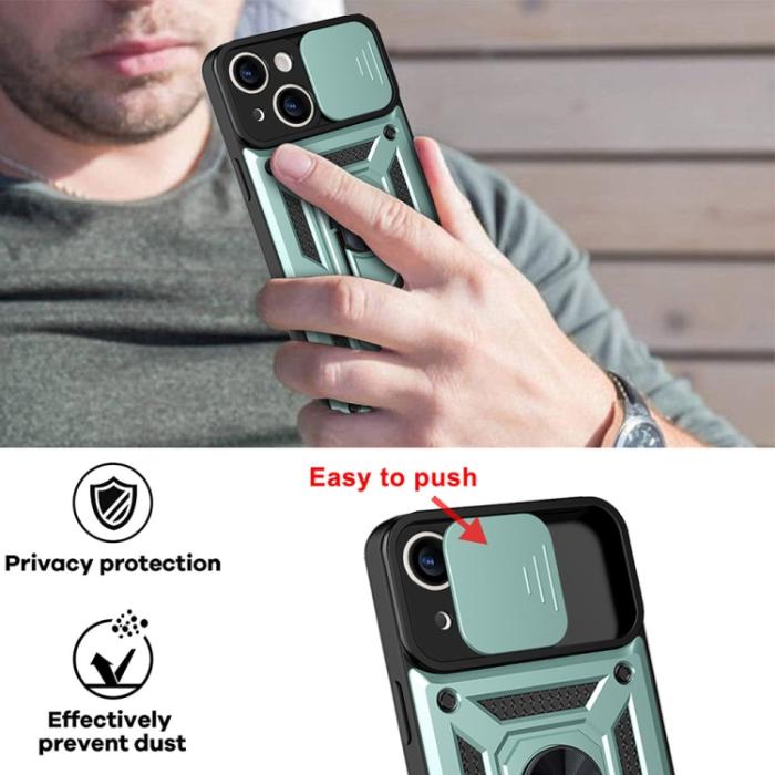 Bild 4,  iPhone 14 Pro Skal CamShield Hybrid Ring Grön - Teknikhallen.se