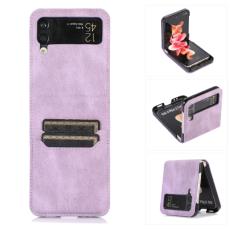  Samsung Galaxy Z Flip 4 Skal L&auml;der Kortfack Lila - Teknikhallen.se