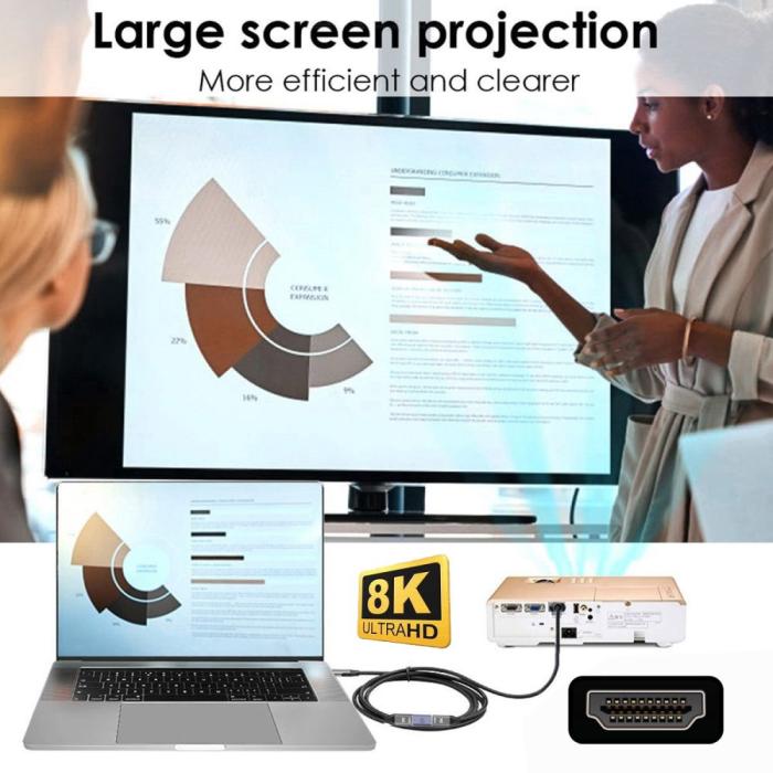 Bild 6,  8K 60Hz 90° Nedvinkel HDMI Hane - HDMI 2.1 Hona Adapter Blå - Teknikhallen.se