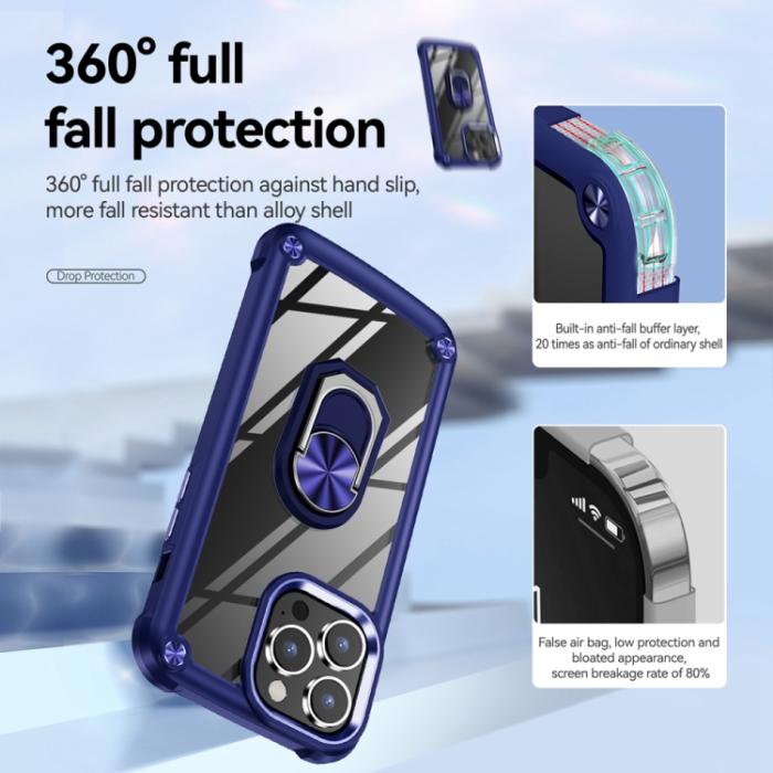 Bild 5,  iPhone 15 Pro Max Skal Shockproof Ring Hybrid Blå - Teknikhallen.se