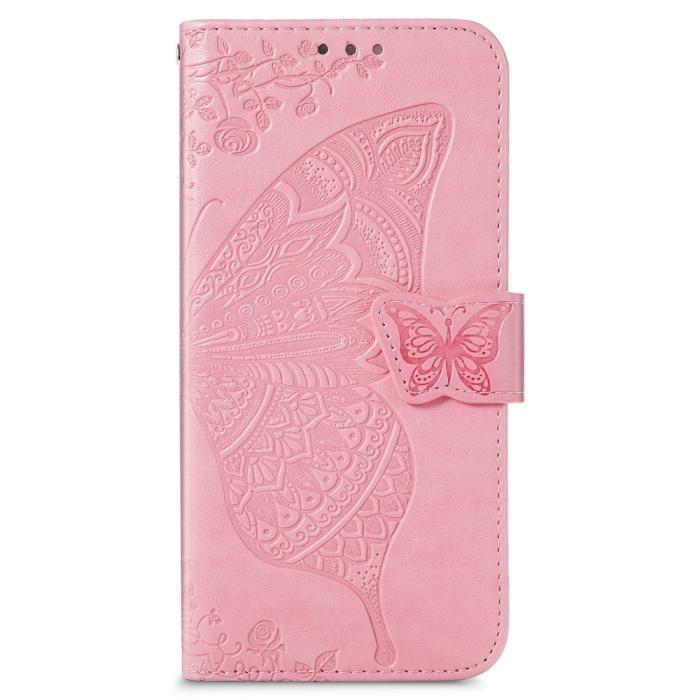 Bild 2,  Samsung Galaxy S22 Plus Fodral Butterfly Tryckt Läder Ljus Rosa - Teknikhallen.se