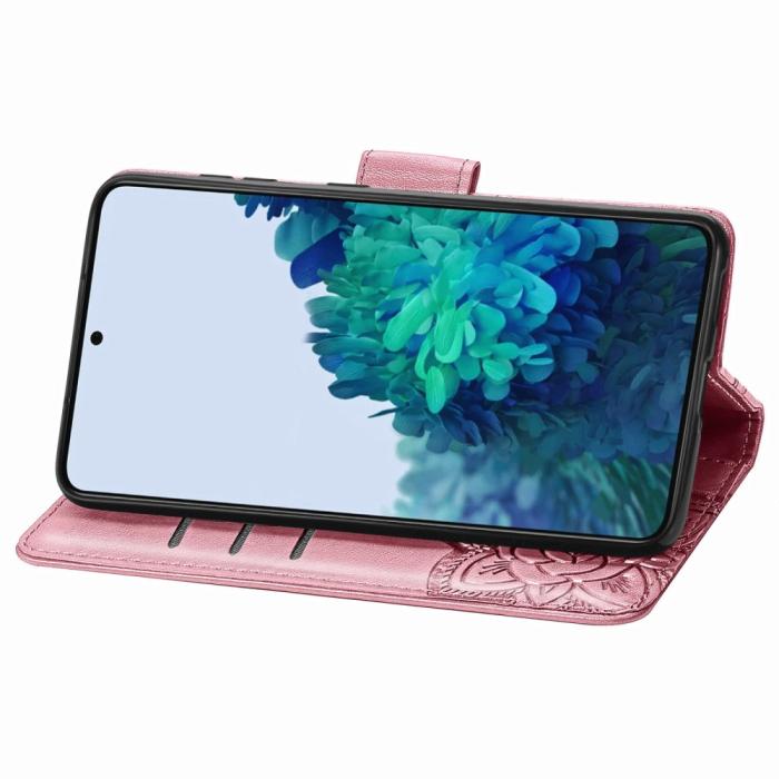 Bild 5,  Samsung Galaxy S22 Plus Fodral Butterfly Tryckt Läder Ljus Rosa - Teknikhallen.se
