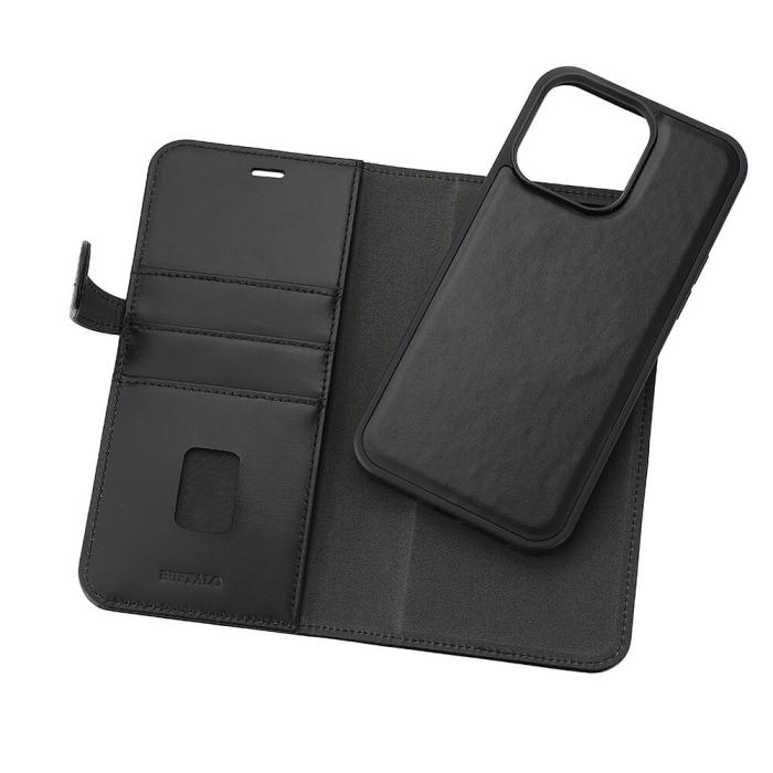 Bild 5, Buffalo Buffalo iPhone 15 Pro Max Fodral 2in1 Äkta Läder Svart - Teknikhallen.se