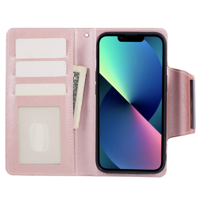 Bild 2,  iPhone 13 - 2in1 Läder Magnet Fodral / Skal - Roséguld - Teknikhallen.se