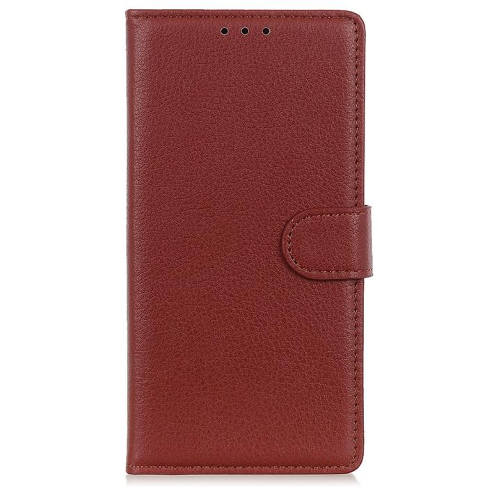 Bild 6,  Samsung Galaxy S23 Ultra Fodral Litchi Läder Brun - Teknikhallen.se