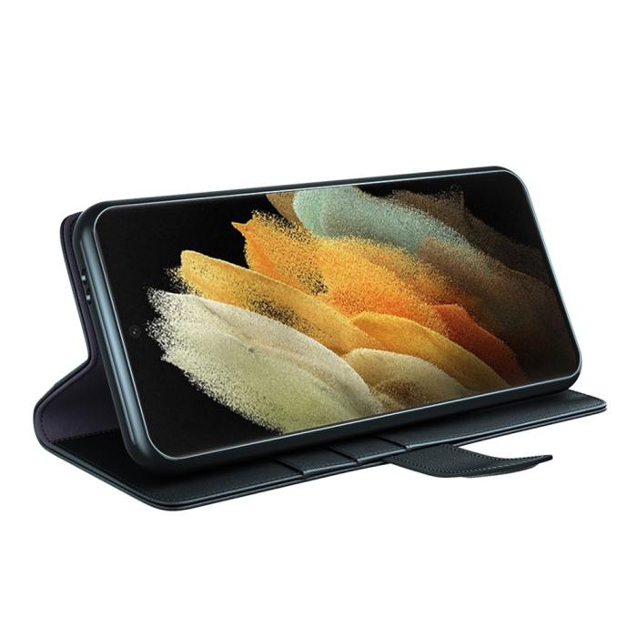 Bild 5,  Samsung Galaxy S22 Ultra Fodral Premium Äkta Läder Svart - Teknikhallen.se