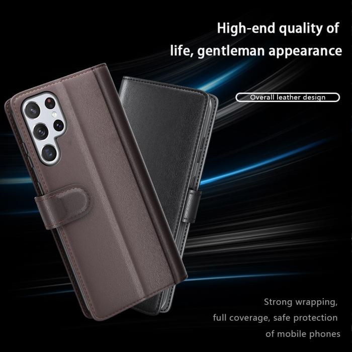 Bild 6,  Samsung Galaxy S22 Ultra Fodral Premium Äkta Läder Svart - Teknikhallen.se