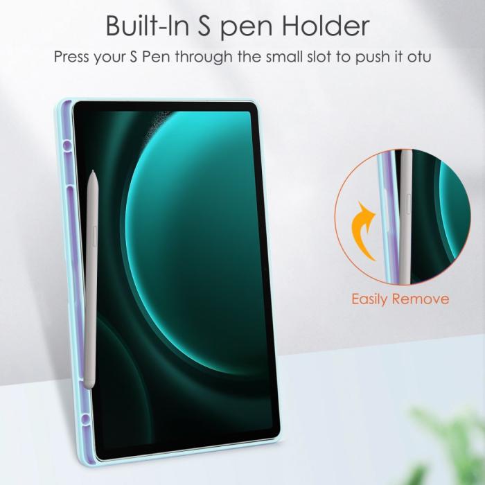Bild 5,  Galaxy Tab S9 FE Plus Fodral Hybrid Pennhållare Ljus Blå - Teknikhallen.se