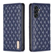BINFEN BINFEN Galaxy A35 5G Fodral Flip Diamond L&auml;der Bl&aring; - Teknikhallen.se