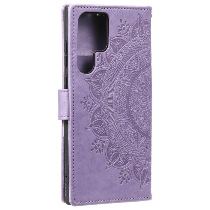 Bild 3,  Samsung Galaxy S22 Ultra Fodral Mandala Läder Lila - Teknikhallen.se