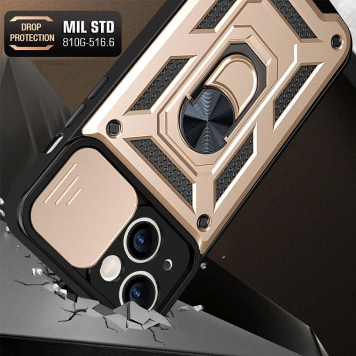 Bild 2,  iPhone 14 Pro Skal CamShield Hybrid Ring Guld - Teknikhallen.se