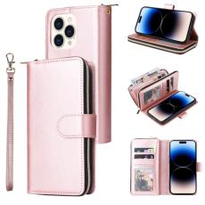  iPhone 14 Pro Fodral 9-Kort Multifunktionell Ros&eacute;guld - Teknikhallen.se