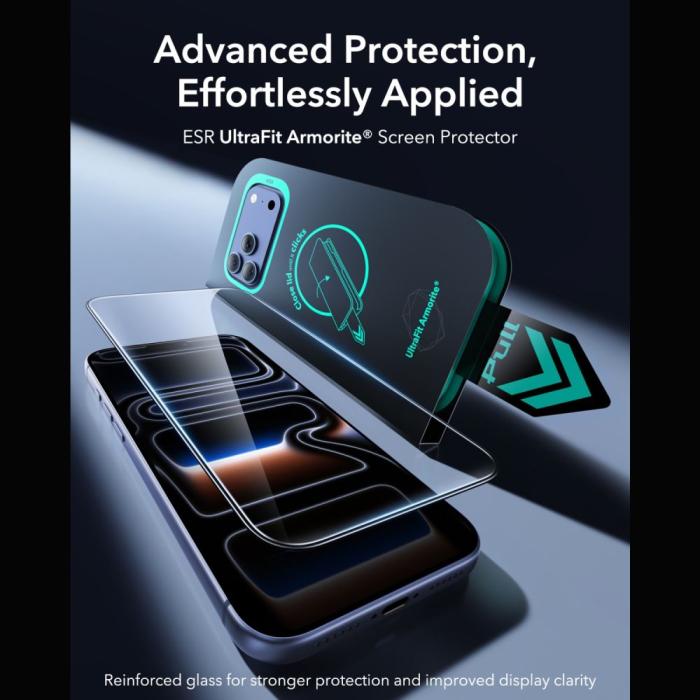 Bild 3, ESR ESR iPhone 18 Pro Max/17 Pro Max 2-PACK Skärmskydd Amorite Härdat Glas - Teknikhallen.se